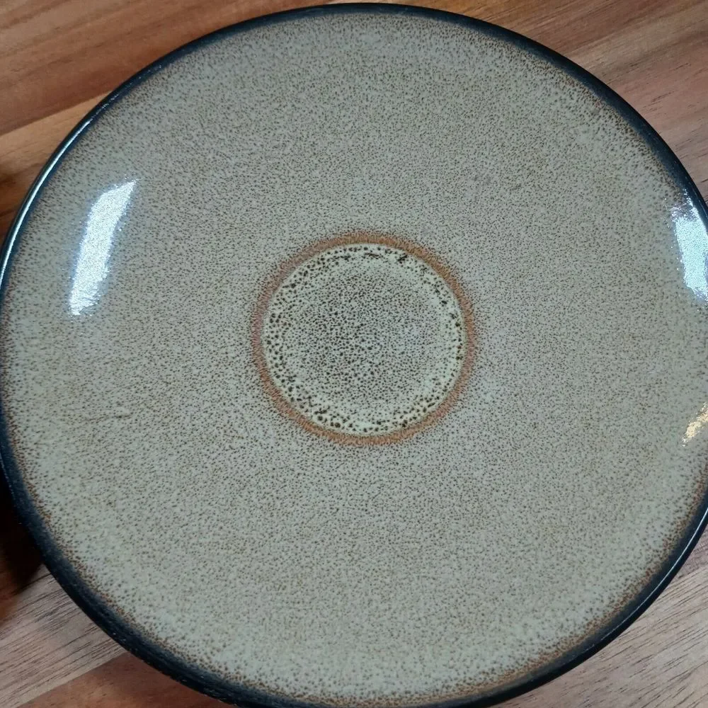 Pier 1 Kioko Stoneware Coffee Tea Mug Cup‎ & Saucer 2 Sets Speckled Hand Painted